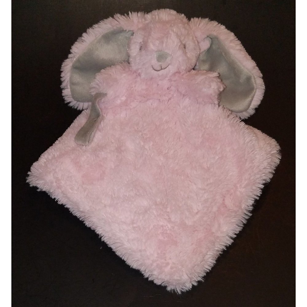 Blankets & Beyond Pink Bunny Rabbit Lovey Security Plush Toy Gray SOFT FLEECE